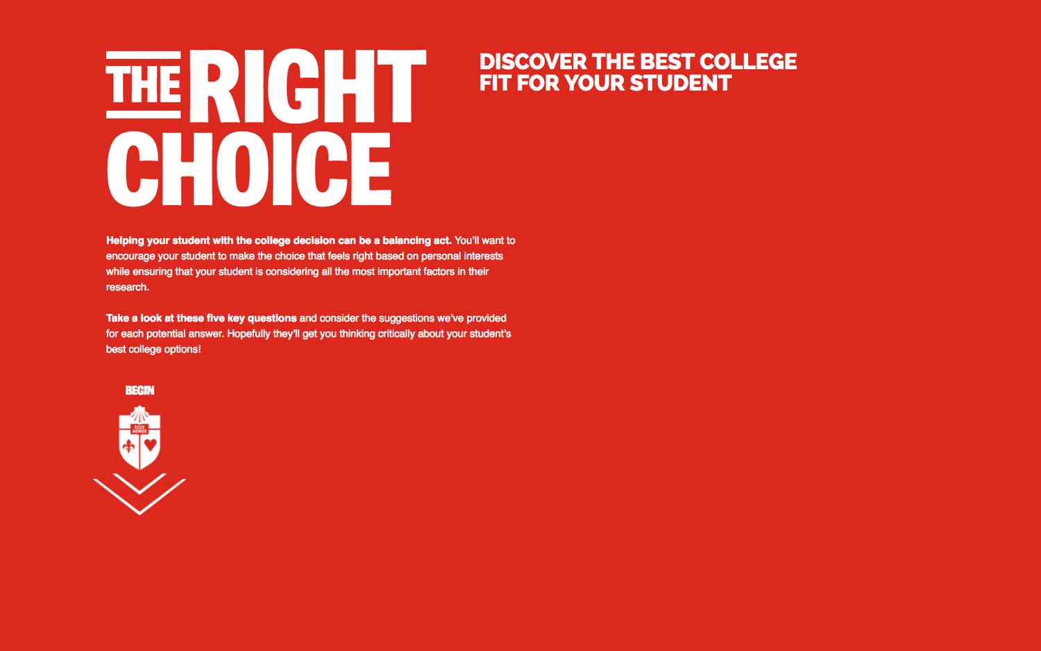 Initial landing page